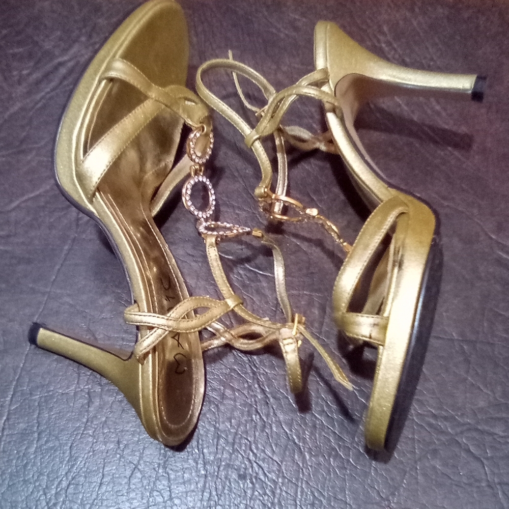 MANIC | GOLD and rhinestone heels